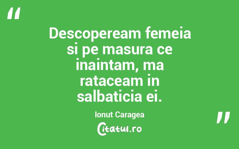 Descopeream femeia si pe masura ce inaintam, ma rataceam in salbaticia ei. Ionuț Caragea