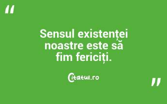 Sensul existenţei noastre este să fim fericiţi....