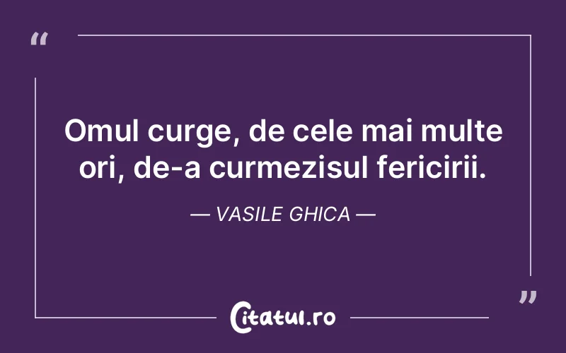 Omul curge, de cele mai multe ori, de-a curmezisul fericirii. Vasile Ghica
