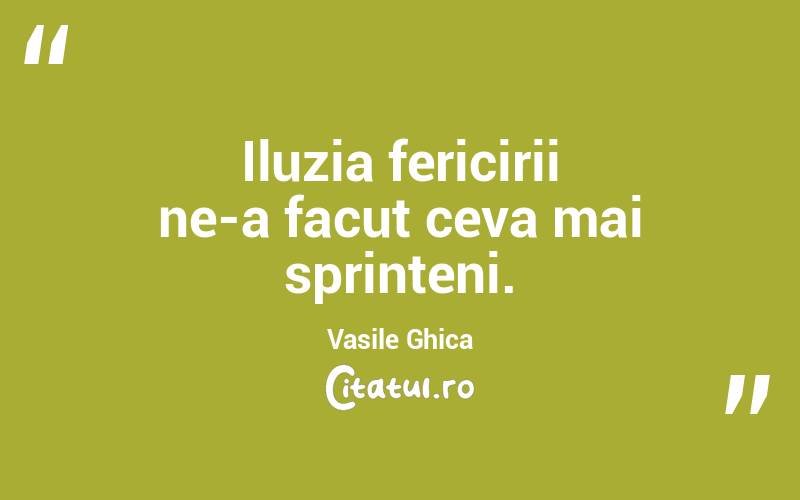 Iluzia fericirii ne-a facut ceva mai sprinteni. Vasile Ghica
