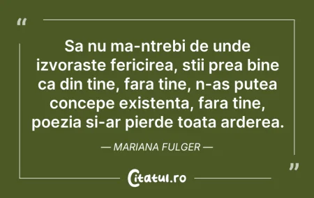 Citeste si: Sa nu ma-ntrebi de unde izvoraste ferici...