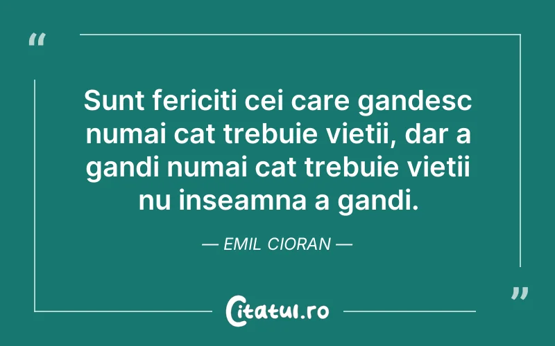 Sunt fericiti cei care gandesc numai cat trebuie v...