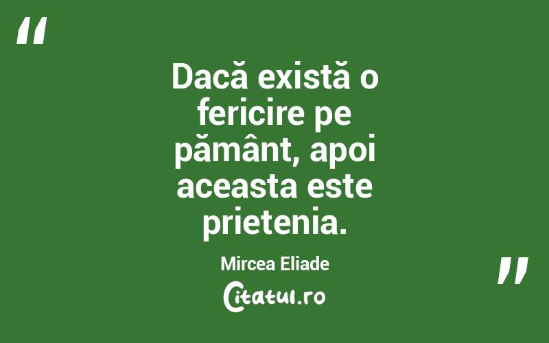 Dacă există o fericire pe pământ, apoi aceasta este prietenia. Mircea Eliade