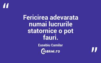 Fericirea adevarata numai lucrurile statornice o pot fauri. Eusebiu Camilar...