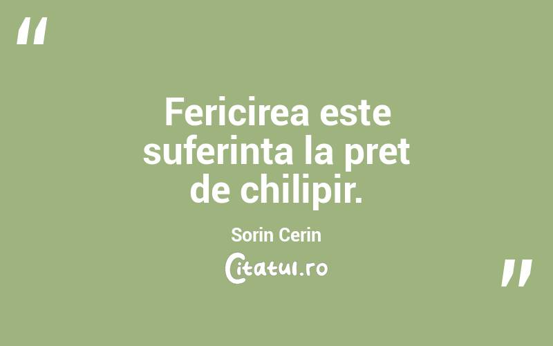 Fericirea este suferinta la pret de chilipir. Sorin Cerin