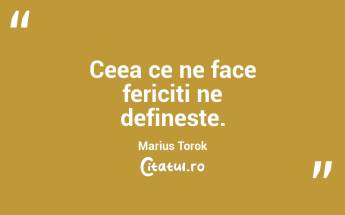 Ceea ce ne face fericiti ne defineste. Marius Torok...
