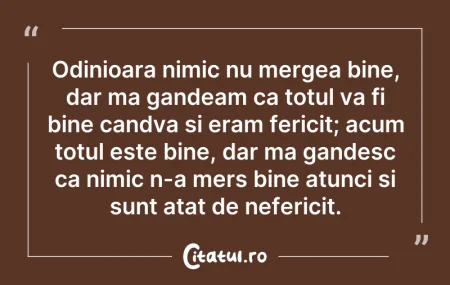 Citeste si: Odinioara nimic nu mergea bine, dar ma g...