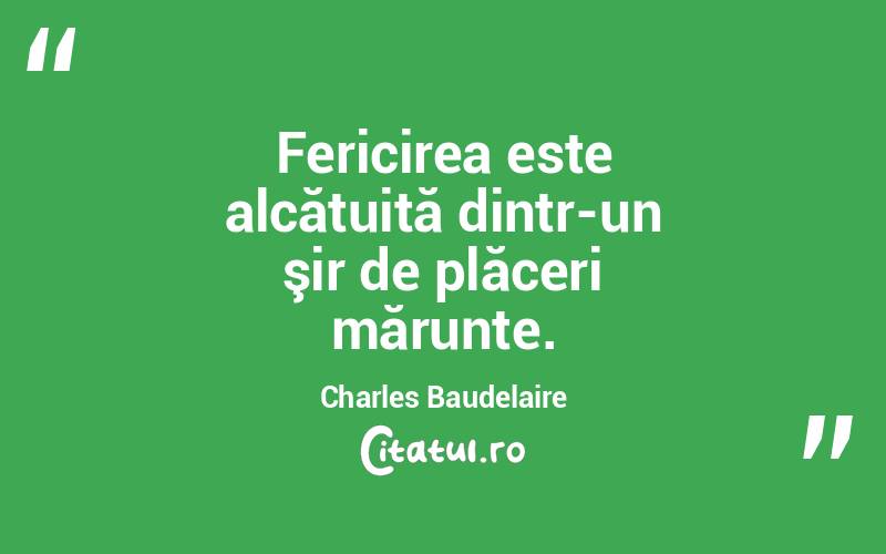 Fericirea este alcătuită dintr-un şir de plăceri mărunte. Charles Baudelaire