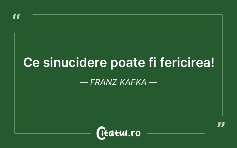 Ce sinucidere poate fi fericirea! Franz Kafka