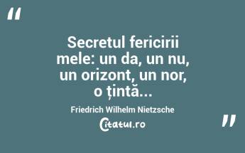 Secretul fericirii mele: un da, un nu, un orizont, un nor, o ţintă... Friedrich Wilhelm Nietzsche...