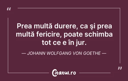 Citeste si: Prea multă durere, ca şi prea multă feri...