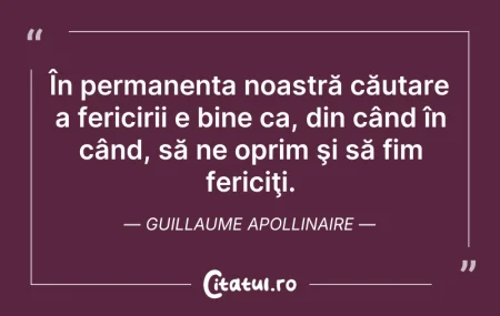 Citeste si: În permanenta noastră căutare a fericiri...