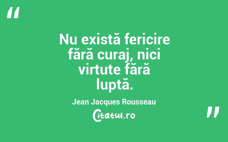 Nu există fericire fără curaj, nici virtute fără luptă. Jean Jacques Rousseau
