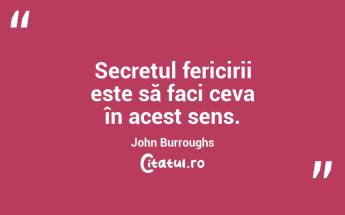 Secretul fericirii este să faci ceva în acest sens. John Burroughs...