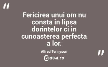 Fericirea unui om nu consta in lipsa dorintelor ci in cunoasterea perfecta a lor. Alfred Tennyson...