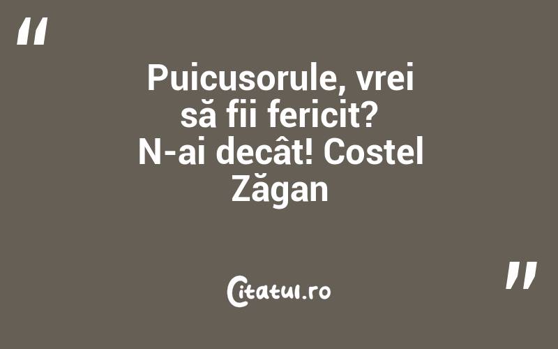 Puicusorule, vrei să fii fericit? N-ai decât! Costel Zăgan
