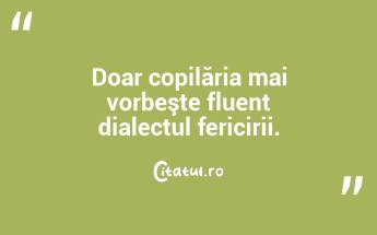 Doar copilăria mai vorbeşte fluent dialectul fericirii. ...