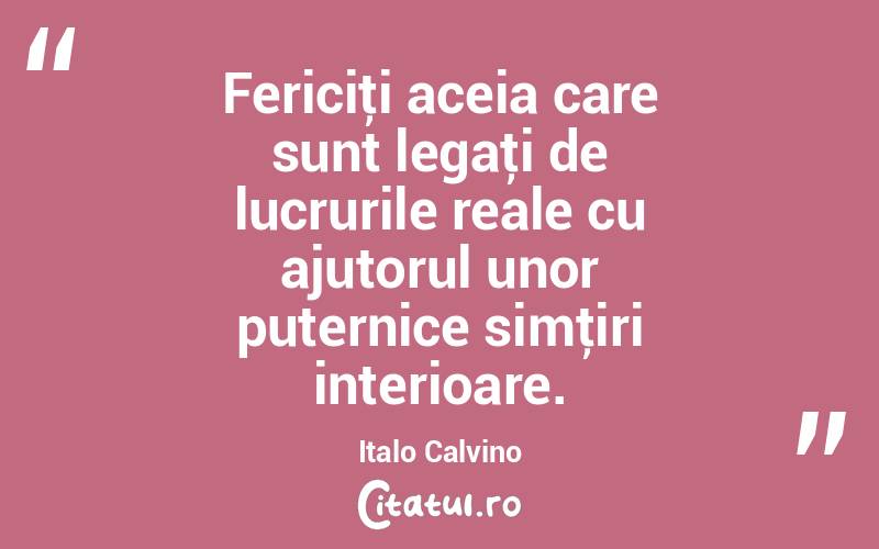 Fericiţi aceia care sunt legaţi de lucrurile reale cu ajutorul unor puternice simţiri interioare. Italo Calvino