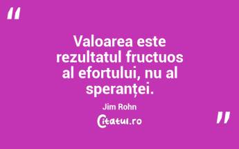 Valoarea este rezultatul fructuos al efortului, nu al speranţei. Jim Rohn...