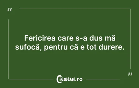 Citeste si: Fericirea care s-a dus mă sufocă, pentru...