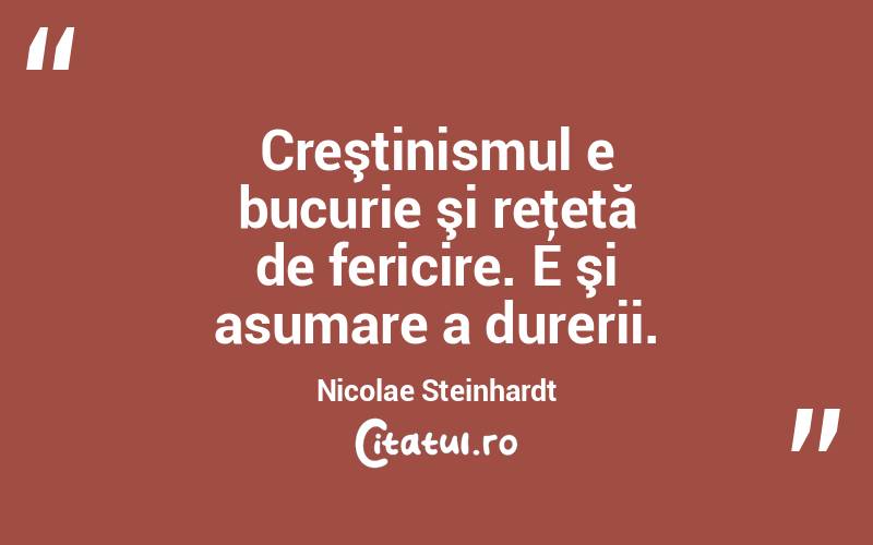 Creştinismul e bucurie şi reţetă de fericire. E şi asumare a durerii. Nicolae Steinhardt
