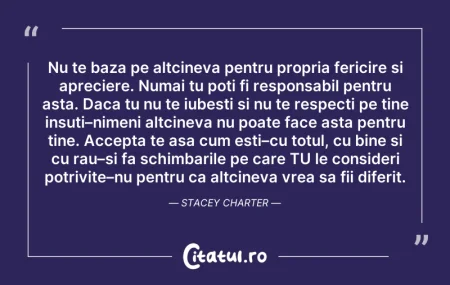 Nu te baza pe altcineva pentru propria f...