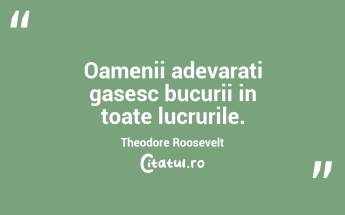 Oamenii adevarati gasesc bucurii in toate lucrurile. Theodore Roosevelt...