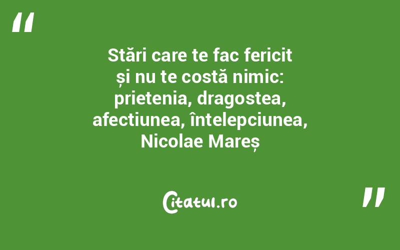 Stări care te fac fericit și nu te costă nimic: prietenia, dragostea, afecțiunea, înțelepciunea, Nicolae Mareș

