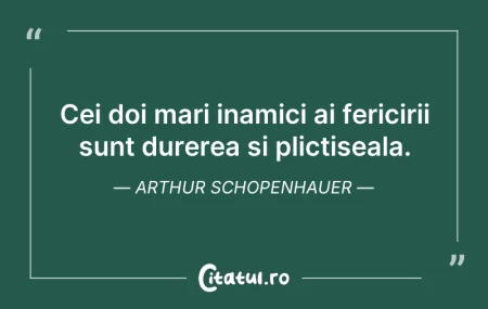 Cei doi mari inamici ai fericirii sunt d...