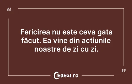 Fericirea nu este ceva gata făcut. Ea v...