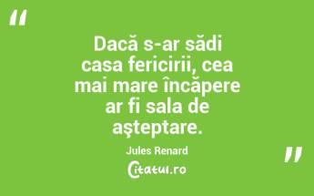 Dacă s-ar sădi casa fericirii, cea mai mare încăpere ar fi sala de aşteptare. Jules Renard...