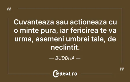 Cuvanteaza sau actioneaza cu o minte pur...