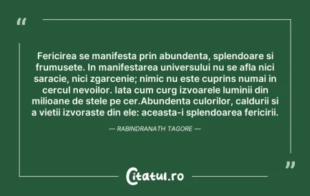 Fericirea se manifesta prin abundenta, s...