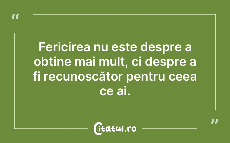 Fericirea nu este despre a obține mai mult, ci despre a fi recunoscător pentru ceea ce ai.