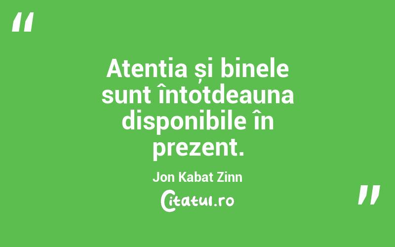 Atenția și binele sunt întotdeauna disponibile în prezent. Jon Kabat Zinn