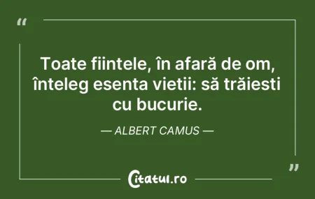 Toate ființele, în afară de om, înț...