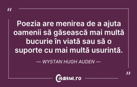 Citeste si: Poezia are menirea de a ajuta oamenii să...