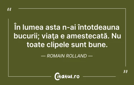 Citeste si: În lumea asta n-ai întotdeauna bucurii; ...