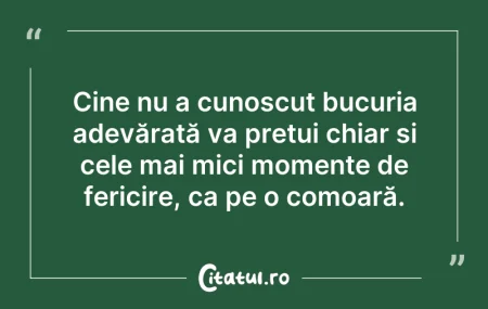 Citeste si: Cine nu a cunoscut bucuria adevărată va ...