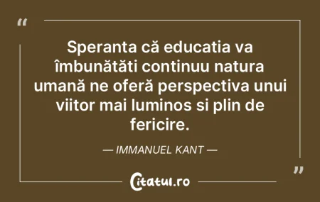 Speranța că educația va îmbunătăț...
