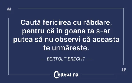 Citeste si: Caută fericirea cu răbdare, pentru că în...