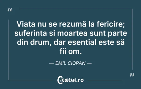 Citeste si: Viața nu se rezumă la fericire; suferinț...