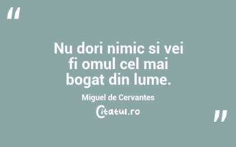 Nu dori nimic si vei fi omul cel mai bogat din lume. Miguel de Cervantes...