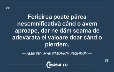 Citeste si: Fericirea poate părea nesemnificativă câ...