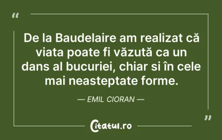Citeste si: De la Baudelaire am realizat că viața po...