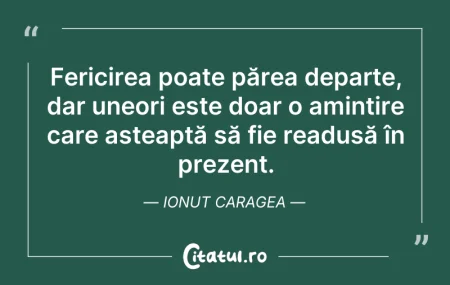 Citeste si: Fericirea poate părea departe, dar uneor...