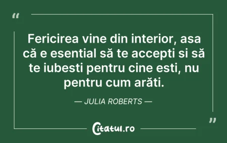 Citeste si: Fericirea vine din interior, așa că e es...