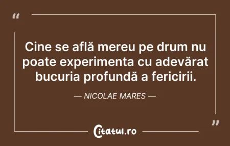 Citeste si: Cine se află mereu pe drum nu poate expe...