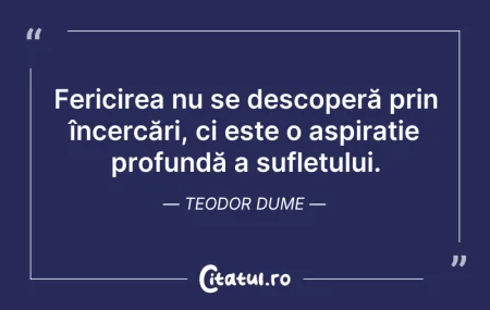 Citeste si: Fericirea nu se descoperă prin încercări...