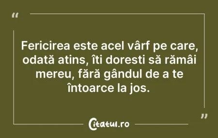 Citeste si: Fericirea este acel vârf pe care, odată ...